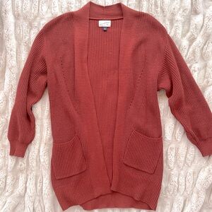Universal threads open front slouchy cardigan rust  color XS